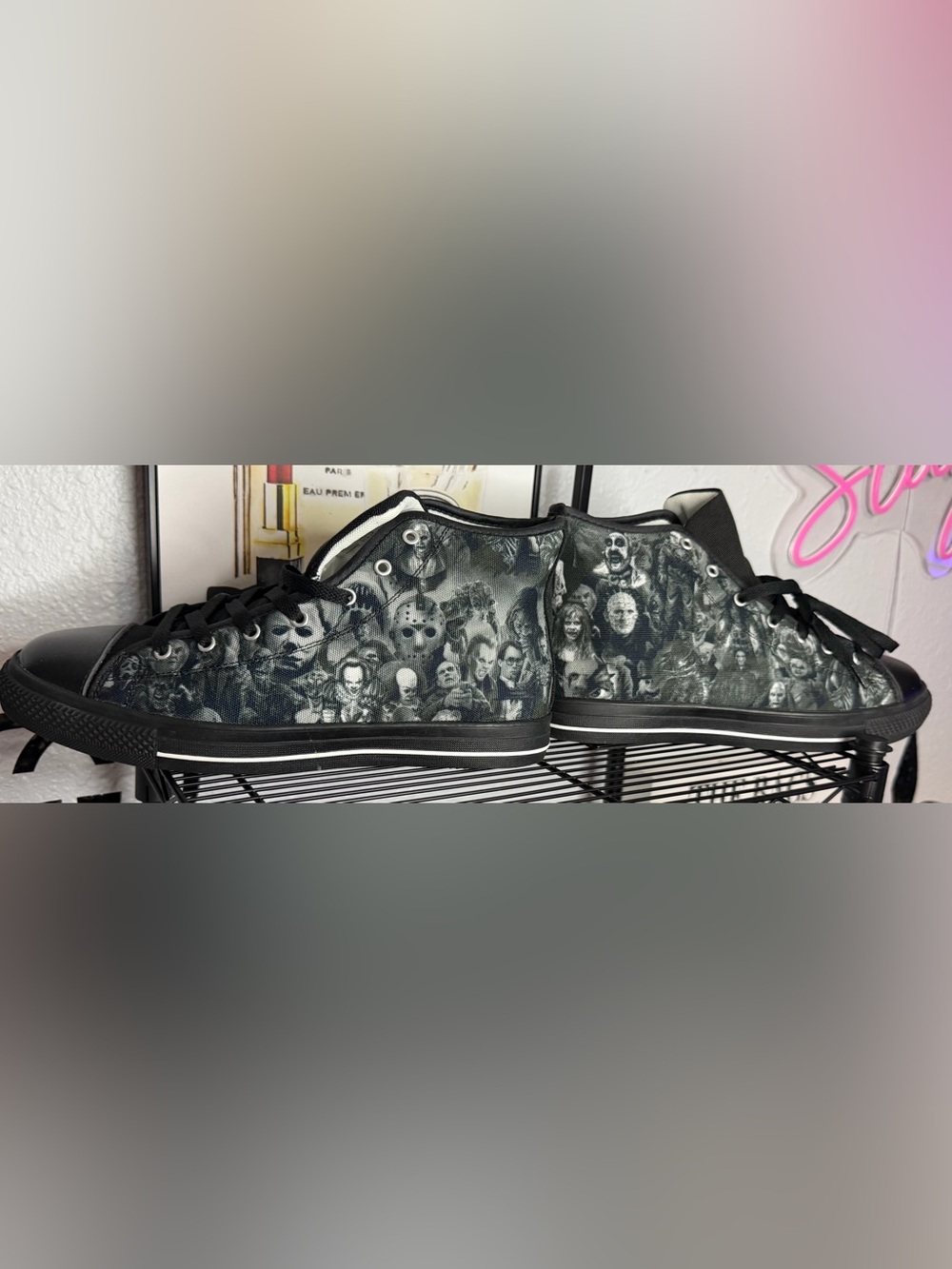 Black Horror-Themed High Top Sneakers - super awesome! Brand new!!